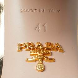 Pre Owned Prada Gold Patent Leather Crisscross Embellished Sandals Size 41