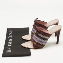 Pre Owned Prada Multicolor Satin Ribbon Bow Slide Sandals Size 39