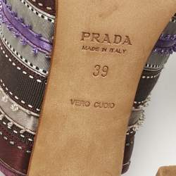 Pre Owned Prada Multicolor Satin Ribbon Bow Slide Sandals Size 39