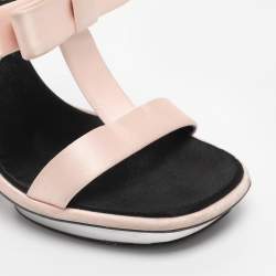 Pre Owned Prada Pink/Black Satin Bow Slingback Sandals Size 38.5