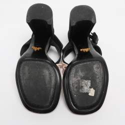 Pre Owned Prada Pink/Black Satin Bow Slingback Sandals Size 38.5