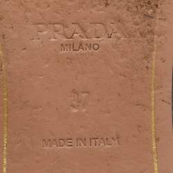 Pre Owned Prada Black Saffiano Patent Leather Flat Slide Size 37