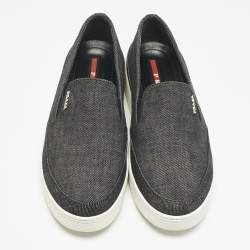 Pre Owned Prada Black Denim Slip On Sneakers Size 40