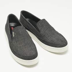 Pre Owned Prada Black Denim Slip On Sneakers Size 40
