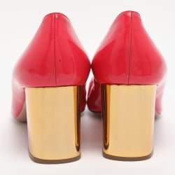 Pre Owned Prada Pink Patent Leather Embellished Square Toe Pumps Size 41