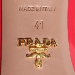 Pre Owned Prada Pink Patent Leather Embellished Square Toe Pumps Size 41