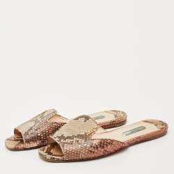 Pre Owned Prada Multicolor Python Leather Flats Slide Size 37.5