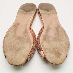 Pre Owned Prada Multicolor Python Leather Flats Slide Size 37.5