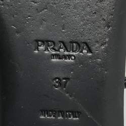 Pre Owned Prada Black/Transparent  PVC and Leather Flat Slides Size 37