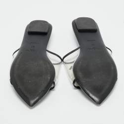 Pre Owned Prada Black/Transparent  PVC and Leather Flat Slides Size 37