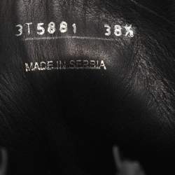 Pre Owned Prada Black Leather Combat Boots Size 38.5