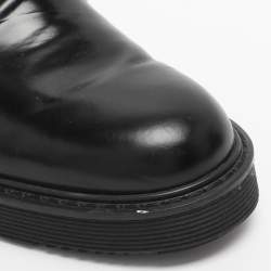 Pre Owned Prada Black Leather Combat Boots Size 38.5