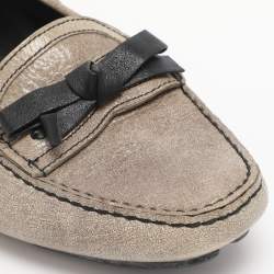 Pre Owned Prada Beige Leather Bow Loafers Size 36.5