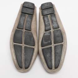 Pre Owned Prada Beige Leather Bow Loafers Size 36.5