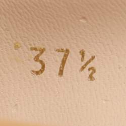 Pre Owned Prada Beige Patent Leather Block Heel Pumps Size 37.5