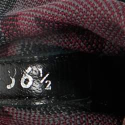Pre Owned Prada Black/Burgundy Knit Fabric Sock Runner High Top Sneakers Size 36.5