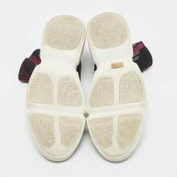 Pre Owned Prada Black/Burgundy Knit Fabric Sock Runner High Top Sneakers Size 36.5