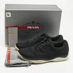 Pre Owned Prada Black Mesh Slip On Sneakers Size 38