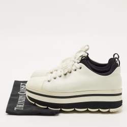 Pre Owned Prada White Leather Linea Rossa Lace Up Sneakers Size 36
