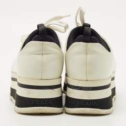 Pre Owned Prada White Leather Linea Rossa Lace Up Sneakers Size 36