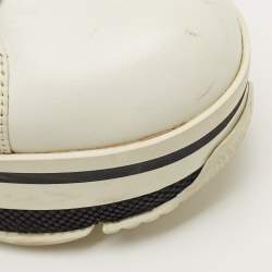 Pre Owned Prada White Leather Linea Rossa Lace Up Sneakers Size 36