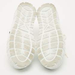 مملوكة مسبقًا حذاء رياضي برادا بعجلتين مزدوجتين من نسيج جاكار أبيض مقاس 38