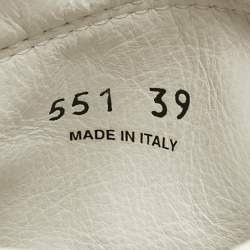 Pre Owned Prada White Re-Nylon Gabardine Metal Triangle Pouch Pocket Sneakers Size 39