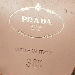 Pre Owned Prada Gold Leather Cross Strap Slingback Sandals Size 38.5