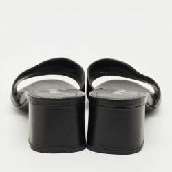 Pre Owned Prada Black Leather Triangle Logo Slide Sandals Size 39.5