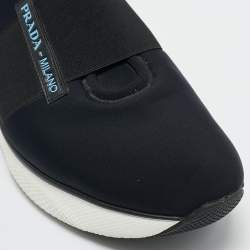Pre Owned Prada Black Elastic and Neoprene Slip On Sneakers Size 39.5
