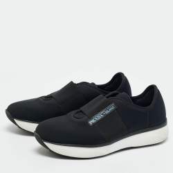Pre Owned Prada Black Elastic and Neoprene Slip On Sneakers Size 39.5