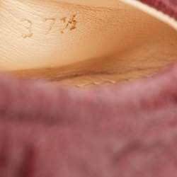 Pre Owned Prada Burgundy Leather Bow Scrunch Ballet Flats Size 37.5