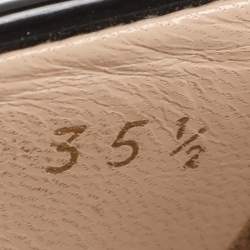 Pre Owned Prada Black Patent Leather Bow Peep Toe Wedge Pumps Size 35.5