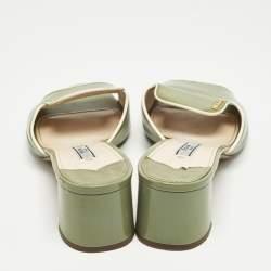 Pre Owned Prada Green Saffiano Leather Slide Sandals Size 39