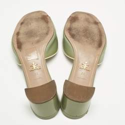Pre Owned Prada Green Saffiano Leather Slide Sandals Size 39