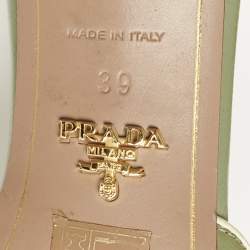 Pre Owned Prada Green Saffiano Leather Slide Sandals Size 39