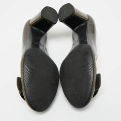 Pre Owned Prada Green Patent Leather Block Heel Pumps Size 36.5