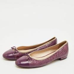 Pre Owned Prada Purple Alligator Leather and Patent Leather Ballet Flats Size 42