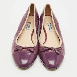 Pre Owned Prada Purple Alligator Leather and Patent Leather Ballet Flats Size 42