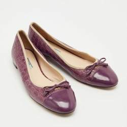 Pre Owned Prada Purple Alligator Leather and Patent Leather Ballet Flats Size 42