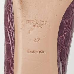 Pre Owned Prada Purple Alligator Leather and Patent Leather Ballet Flats Size 42