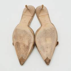 Pre Owned Prada Beige Suede Buckle Detail Pointed Toe Mules Size 40