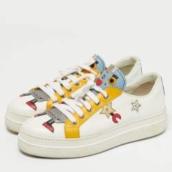 مملوكة مسبقًا Prada Multicolor Leather Macro Low Top Sneakers Size 39.5
