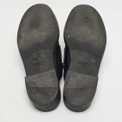 Pre Owned Prada Black Brushed Leather Logo Mules Size 39