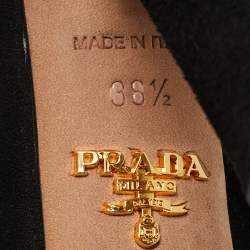 Pre Owned Prada Black Suede Block Heel Pumps Size 36.5