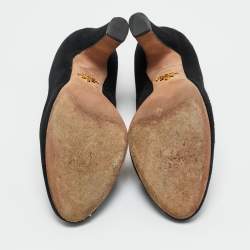 Pre Owned Prada Black Suede Block Heel Pumps Size 36.5