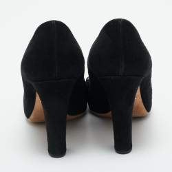 Pre Owned Prada Black Suede Block Heel Pumps Size 36.5