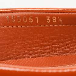 مملوكة مسبقًا Prada Orange Patent Leather Bow Slip On Loafers Size 38.5
