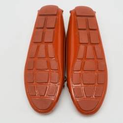 مملوكة مسبقًا Prada Orange Patent Leather Bow Slip On Loafers Size 38.5