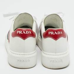 Pre Owned Prada White Leather Donna Lace Up Sneakers Size 37